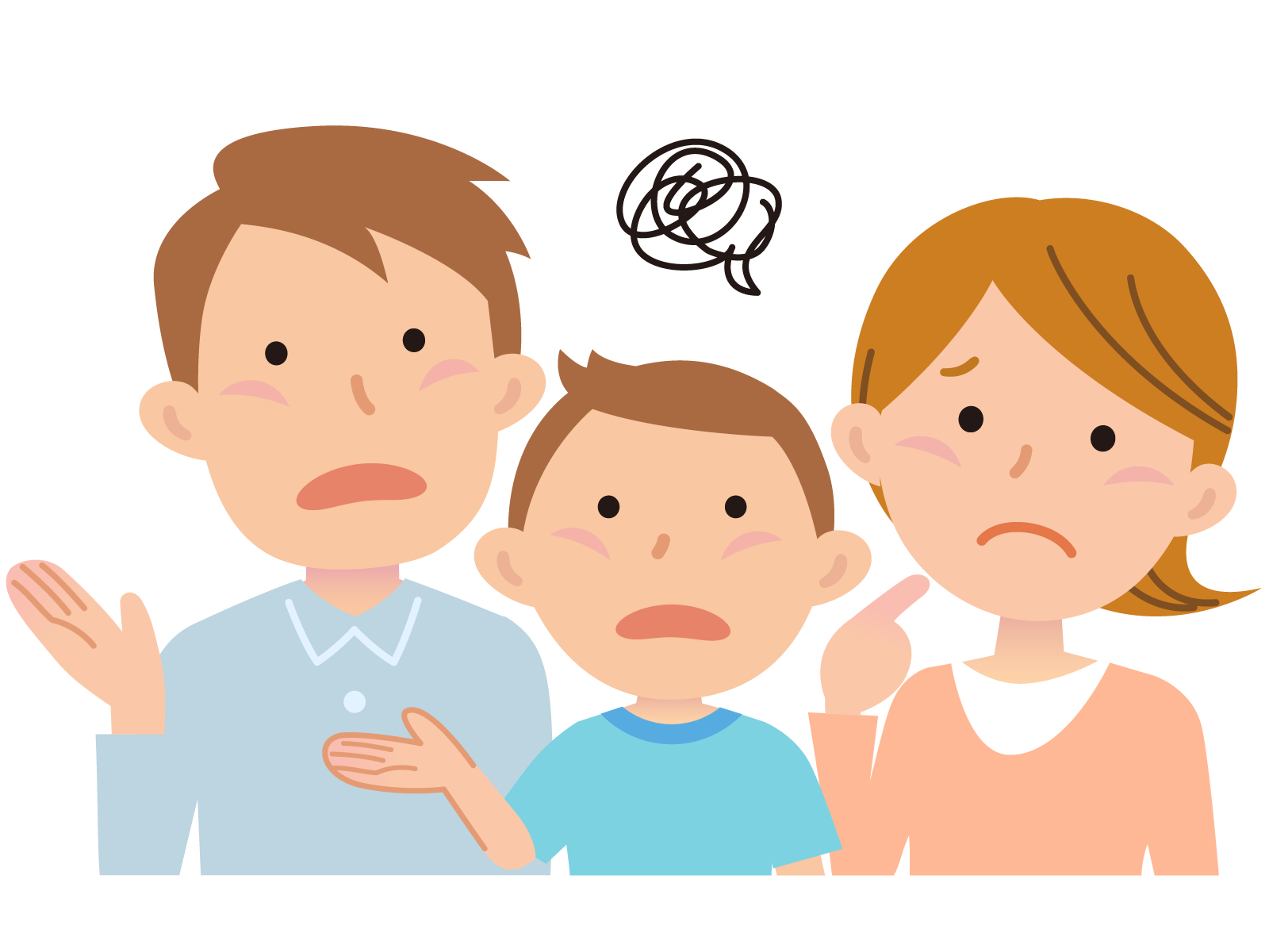 困っている家族のイラスト