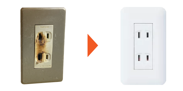 コンセント交換工事のビフォアフター